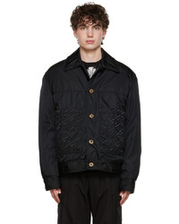schwarze bedruckte Shirtjacke aus Nylon von Versace