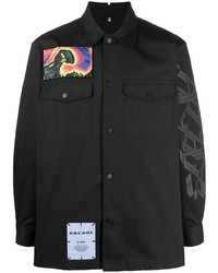 schwarze bedruckte Shirtjacke von McQ Swallow