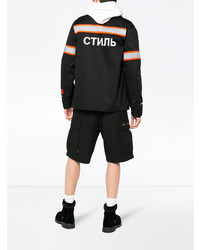 schwarze bedruckte Shirtjacke von Heron Preston