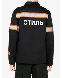 schwarze bedruckte Shirtjacke von Heron Preston