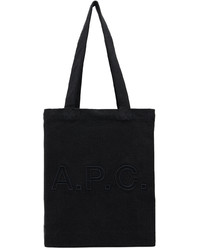 schwarze bedruckte Shopper Tasche aus Jeans von A.P.C.