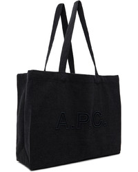 schwarze bedruckte Shopper Tasche aus Jeans von A.P.C.
