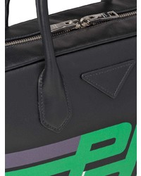 schwarze bedruckte Shopper Tasche aus Leder von Prada
