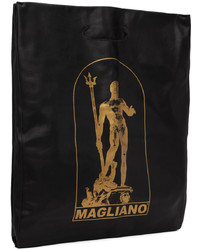 schwarze bedruckte Shopper Tasche aus Leder von Magliano