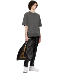 schwarze bedruckte Shopper Tasche aus Leder von Magliano
