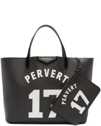 schwarze bedruckte Shopper Tasche aus Leder von Givenchy