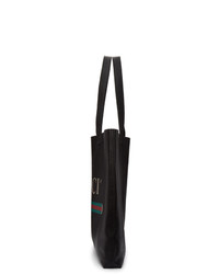 schwarze bedruckte Shopper Tasche aus Leder von Gucci
