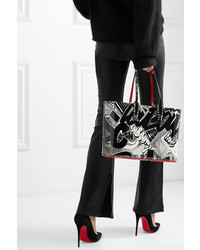 schwarze bedruckte Shopper Tasche aus Leder von Christian Louboutin