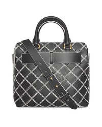 schwarze bedruckte Shopper Tasche aus Leder von Burberry