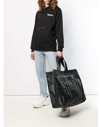 schwarze bedruckte Shopper Tasche aus Leder von MM6 MAISON MARGIELA