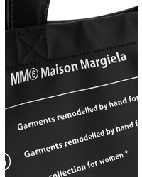 schwarze bedruckte Shopper Tasche aus Leder von MM6 MAISON MARGIELA
