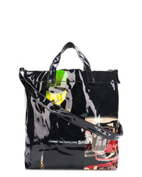 schwarze bedruckte Shopper Tasche aus Leder von Comme Des Garcons SHIRT