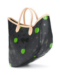 schwarze bedruckte Shopper Tasche aus Leder von Comme Des Garcons Play