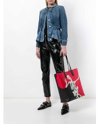 schwarze bedruckte Shopper Tasche aus Leder von Alexander McQueen