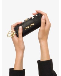schwarze bedruckte Shopper Tasche aus Leder von Miu Miu