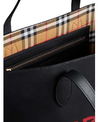 schwarze bedruckte Shopper Tasche aus Leder von Burberry