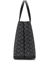 schwarze bedruckte Shopper Tasche aus Leder von Versace