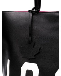 schwarze bedruckte Shopper Tasche aus Leder von Dsquared2