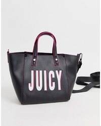 schwarze bedruckte Shopper Tasche aus Leder von Juicy Couture