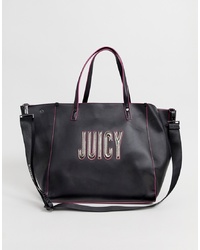 schwarze bedruckte Shopper Tasche aus Leder von Juicy Couture