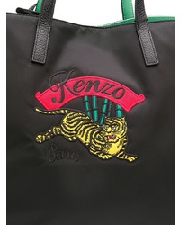 schwarze bedruckte Shopper Tasche aus Leder von Kenzo