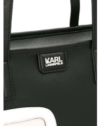 schwarze bedruckte Shopper Tasche aus Leder von Karl Lagerfeld