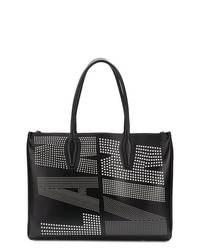 schwarze bedruckte Shopper Tasche aus Leder von Lanvin