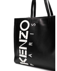 schwarze bedruckte Shopper Tasche aus Leder von Kenzo