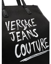 schwarze bedruckte Shopper Tasche aus Leder von VERSACE JEANS COUTURE