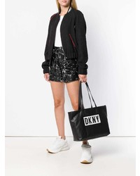 schwarze bedruckte Shopper Tasche aus Leder von DKNY