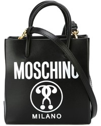 schwarze bedruckte Shopper Tasche aus Leder von Moschino