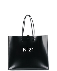 schwarze bedruckte Shopper Tasche aus Leder von N°21