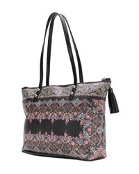 schwarze bedruckte Shopper Tasche aus Leder von Etro