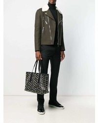 schwarze bedruckte Shopper Tasche aus Leder von Jimmy Choo