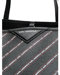 schwarze bedruckte Shopper Tasche aus Leder von Karl Lagerfeld