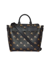 schwarze bedruckte Shopper Tasche aus Leder von Burberry