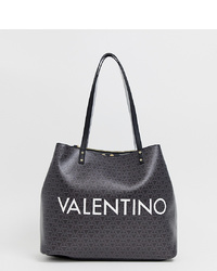 schwarze bedruckte Shopper Tasche aus Leder von Valentino by Mario Valentino
