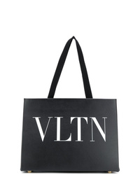 schwarze bedruckte Shopper Tasche aus Leder von Valentino