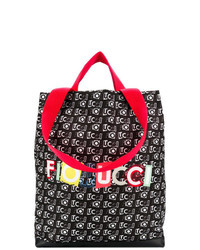schwarze bedruckte Shopper Tasche aus Nylon von Fiorucci