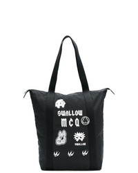 schwarze bedruckte Shopper Tasche aus Nylon von McQ Alexander McQueen
