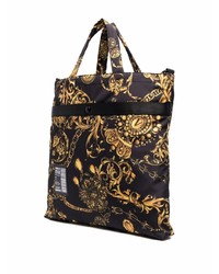 schwarze bedruckte Shopper Tasche aus Segeltuch von VERSACE JEANS COUTURE