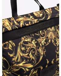 schwarze bedruckte Shopper Tasche aus Segeltuch von VERSACE JEANS COUTURE