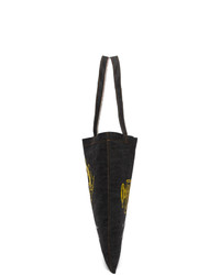 schwarze bedruckte Shopper Tasche aus Segeltuch von Off-White