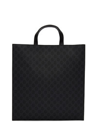 schwarze bedruckte Shopper Tasche aus Segeltuch von Gucci