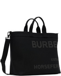 schwarze bedruckte Shopper Tasche aus Segeltuch von Burberry