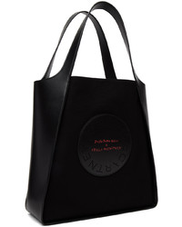 schwarze bedruckte Shopper Tasche aus Segeltuch von Stella McCartney