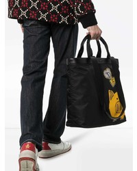 schwarze bedruckte Shopper Tasche aus Segeltuch von Dolce & Gabbana