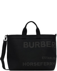 schwarze bedruckte Shopper Tasche aus Segeltuch von Burberry