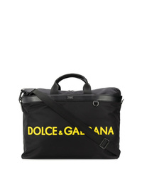 schwarze bedruckte Shopper Tasche aus Segeltuch von Dolce & Gabbana