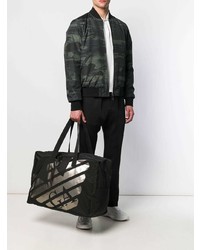 schwarze bedruckte Shopper Tasche aus Segeltuch von Emporio Armani